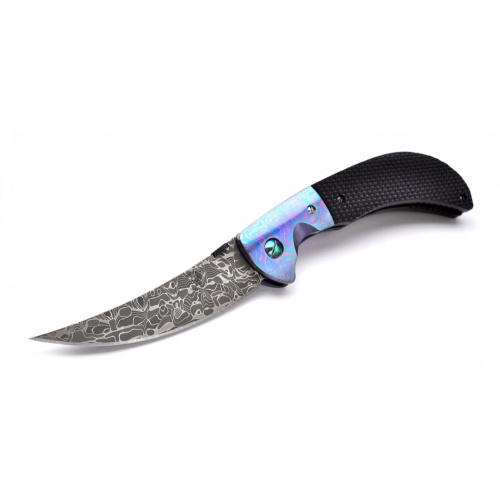 Persian Tactical Folder with Moku-Ti Bolster, Damascus Blade, and Checkered Handles